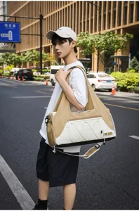 Große Kapazität Yoga Fitness Sport Reisetasche, stilvolle Farbblock Schultertasche Unisex.
