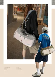 Gran bolsa de viaje, bolsa de deporte colorblock para gimnasio y viajes cortos.