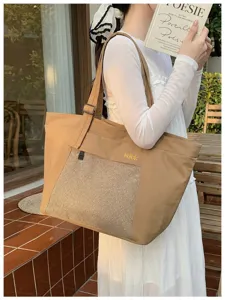 Casual canvas tote bag waterproof shoulder handbag large capacity travel mommy bag daily use