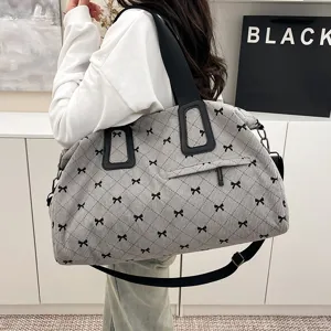 Damen Große Kapazität Reisegepäck Tasche Kord Leopard Erdbeere Schleife Lässig Sport Yoga Tragetasche Schultertasche
