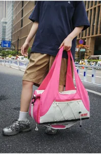 Grosse rosa weisse Yoga Sporttasche Reisetasche Fitness Umhängetasche für Damen und Herren.
