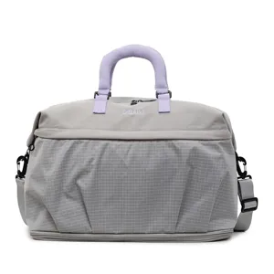 Expandable sports fitness gym travel duffel bag lightweight large capacity grey bag