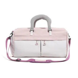 Gran bolso de deporte fitness mujer viaje ocio entrenamiento bolsa de mano rosa gris
