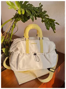 Bolso de viaje de lona grande con asas amarillas fitness casual yoga deporte equipaje