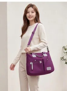 Dames Grote Capaciteit Nylon Crossbody Tote Tas Casual Dagelijkse OL Woonwerk Tas