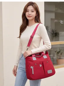 Grote nylon oxford schoudertas crossbody tote voor dames, stijlvolle OL forensentas.