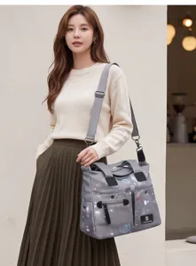 Sac à langer multifonction grande capacité cabas élégant pour maman motif espace gris