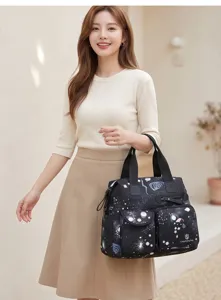 Sac cabas en toile à imprimé galaxie, design multi-poches, grande capacité tous les jours.