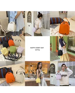Kleine nylon schoudertas voor dames, schattige casual crossbody tas met brede riem.