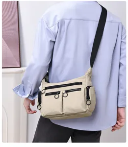 Casual workwear crossbody bag with multi pockets and zipper, perfect for daily use.