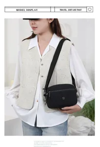 Vrouwen casual nylon schoudertas meerlaags effen kleur waterdicht lichtgewicht crossbody tas