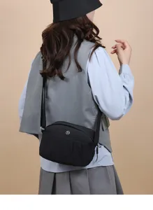 Sac bandoulière noir en nylon pour femme sac porté épaule élégant fourre-tout quotidien