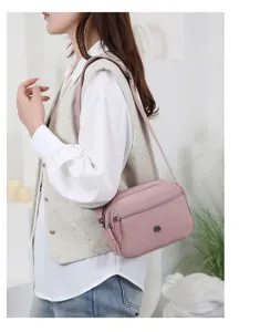 Vrouwen casual nylon crossbody tas meertjes schoudertas roze lichtgewicht reizen dagelijks