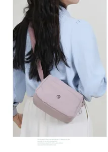 Dames lichte nylon schoudertas crossbody tas multi-layer casual handtas paars mooi