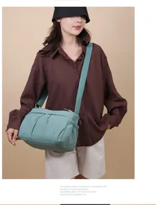 Sac bandoulière en nylon léger, sac à main casual multi-poches, sac de sport vert voyage.
