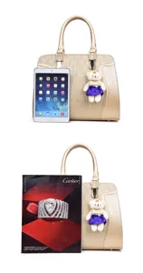 Sac à main élégant pour femme en cuir PU sac bandoulière fourre-tout avec joli pendentif