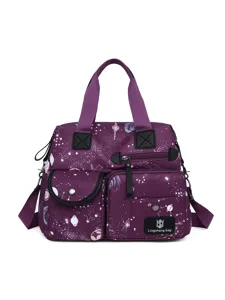Sac cabas bandoulière épaule femme en tissu oxford imperméable grand modèle design étoilé.
