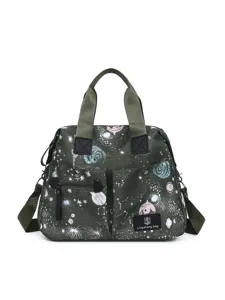Sac à langer multifonctionnel et spacieux vert avec motif d'étoiles et bandoulière pratique