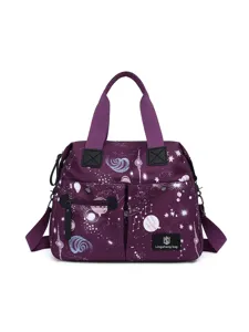 Sac à langer imprimé espace violet fourre-tout multifonctionnel grande capacité maman sac