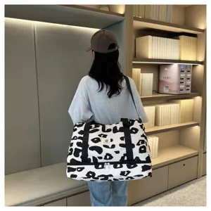 Bolsas de viaje grandes con compartimento inferior, estampado abstracto en blanco y negro