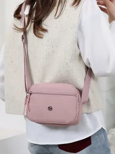 Dames Casual Nylon Crossbody Tas Lichtgewicht Waterbestendig Meerlaagse Schoudertas Effen Kleur Vierkante Messenger Handtas