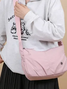 Sac bandoulière décontracté en nylon pour femme, grande capacité, sac fourre-tout rose