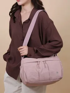 Sac bandoulière léger en nylon pour femme, sac de voyage décontracté multi-poches rose