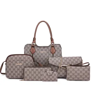 Sac à main femme ensemble de 6 pièces cabas monogrammé élégant sac bandoulière