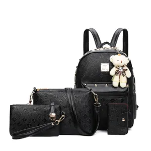 Élégant ensemble de 4 sacs à main noirs pour femme comprenant sac à dos et bandoulière.