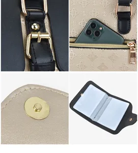 Detailansicht des Damentaschen-Sets aus PU-Leder mit Prägung und robuster Hardware.