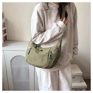 Casual nylon τσάντα ώμου σε σχήμα μισοφέγγαρου για γυναίκες, κομψή καθημερινή χιαστί.