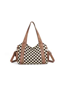 Borsa a mano elegante con motivo a scacchi, borsa a tracolla casual versatile per donna.