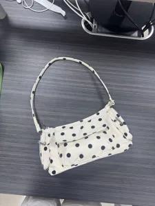 Nylon polka dot shoulder bag, casual hobo purse with multi pockets for daily wear.
