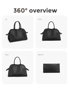 Premium black leather handbag tote bag for women large capacity work daily multi angle view