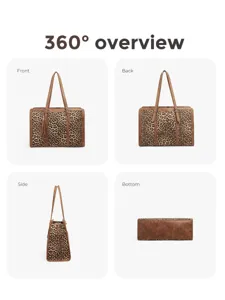 Leopard print tote bag for women fashion shoulder handbag casual daily hobo designer style purse