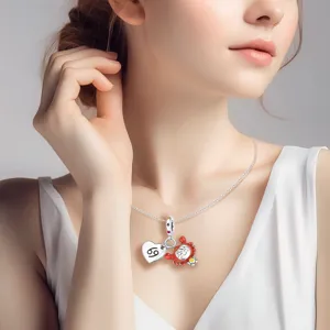 Cancer Zodiac Star Sign Heart Pendant Necklace Silver Plated DIY Jewelry Accessory Detail