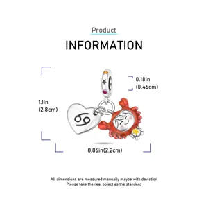 Detailed view of silver charm dimension, showing height, width and thickness for DIY jewelry.