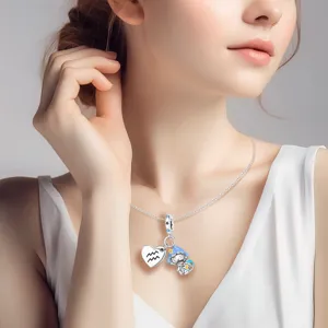 Silver plated zodiac Aquarius heart pendant necklace fashion jewelry for women and girls daily wear