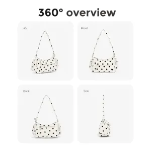Stylish nylon polka dot underarm hobo bag, casual multi-pocket shoulder bag for women daily use.