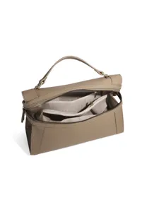 Detailed view of the women casual leather handbag showing multi-compartment interior.