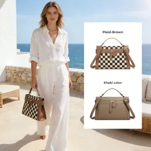 Women Fashion Plaid Crossbody Bag Elegant Casual Shoulder Bag Trendy Patchwork Handbag With Adjustable Strap For Daily Use