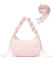 Sac à main épaule matelassé rose sac d'aisselle bouffant léger avec poignée froncée