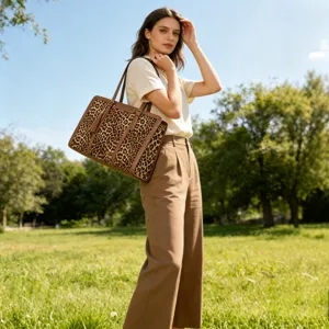 Leopard Print Tote Bag for Women Large Capacity Casual Shoulder Handbag with Tassel