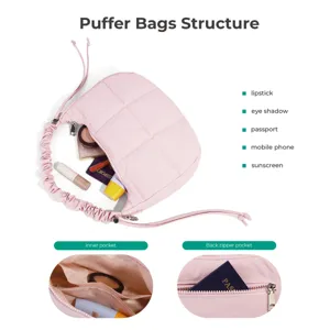 Sac bandoulière matelassé rose, sac aisselles nuage léger avec sangle de cordon réglable.