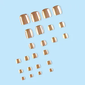 Metallische roségoud gemaakte neppe teennagels, 24 stuks press-on set voor dames.