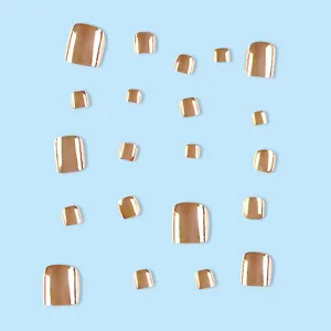 Gegalvaniseerde metallische teennagels om op te plakken, 24 stuks glanzende chrome mode.