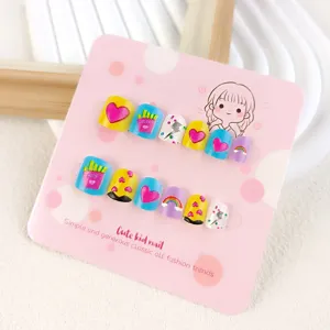 uñas postizas para niños bonito dibujos animados uñas postizas 12pcs impermeable reutilizable
