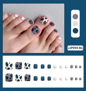 Set de uñas postizas para pies con estampado de leopardo, uñas postizas elegantes 24pcs.