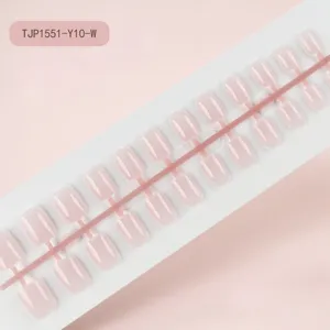 Set de uñas postizas cortas cuadradas para pegar, color sólido, vista detallada.