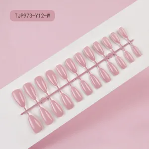 24 Piezas Uñas Postizas para Presionar Forma de Almendra Puntas de Uñas Falsas Set Manicura